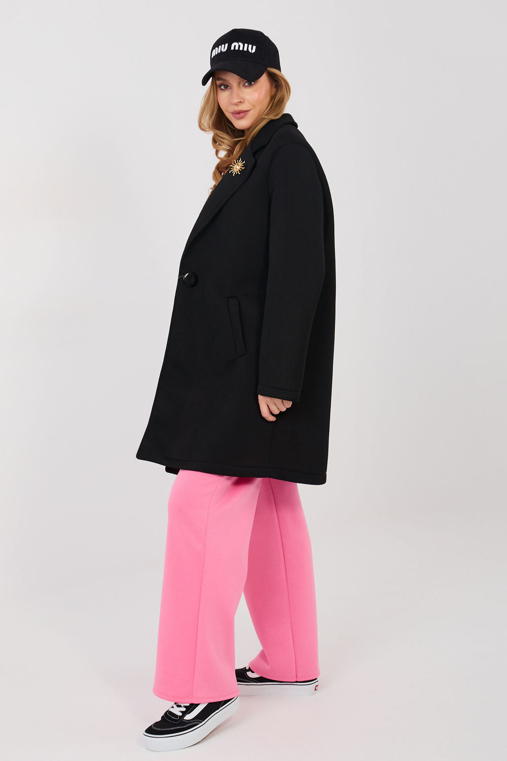 Rue Paris Black Collared Long Sleeve Coat - view 2