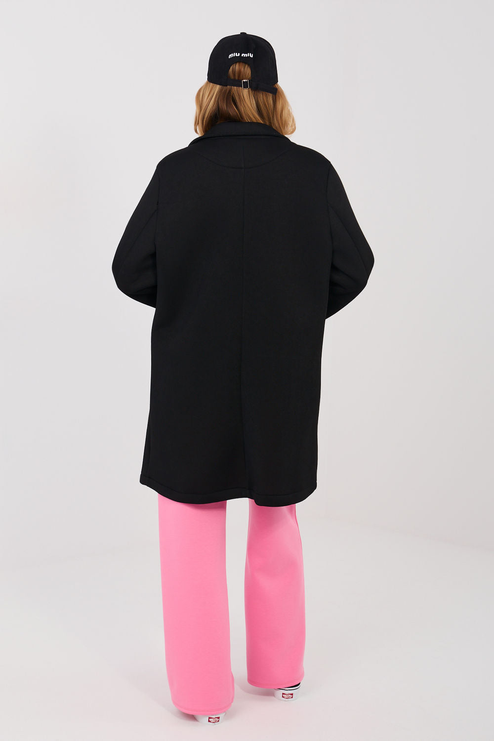 Rue Paris Black Collared Long Sleeve Coat - view 3