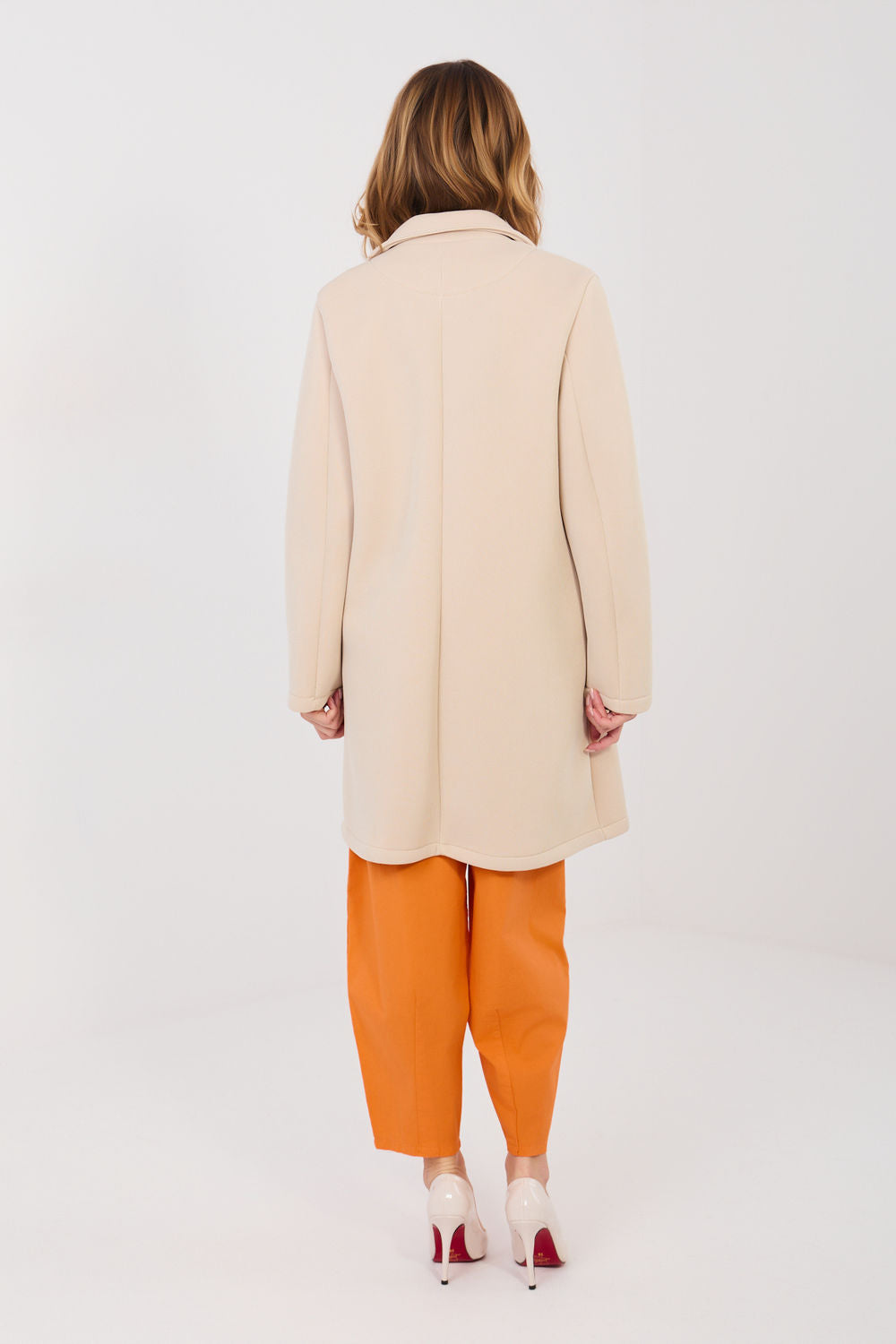 Rue Paris Beige Collared Long Sleeve Coat - view 3