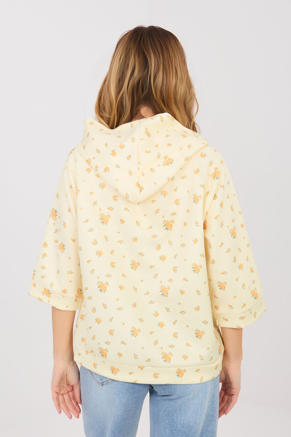 Italy Moda Light Yellow Floral Hooded Sweatshirt - view 3