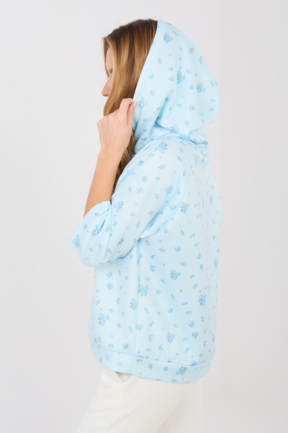 Italy Moda Light Blue Floral Hooded Sweatshirt - view 2