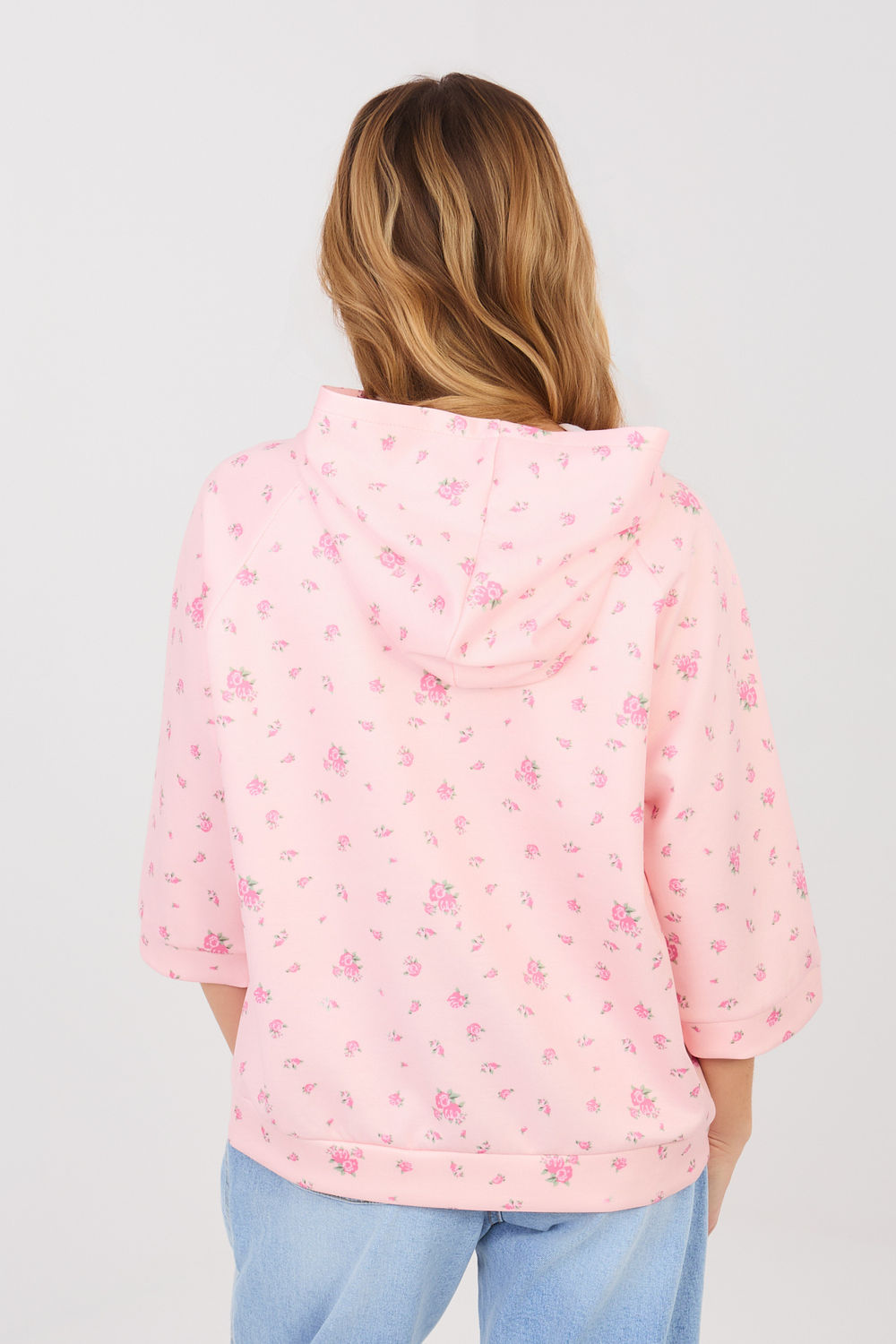 Italy Moda Light Pink Floral Hooded Sweatshirt - view 3
