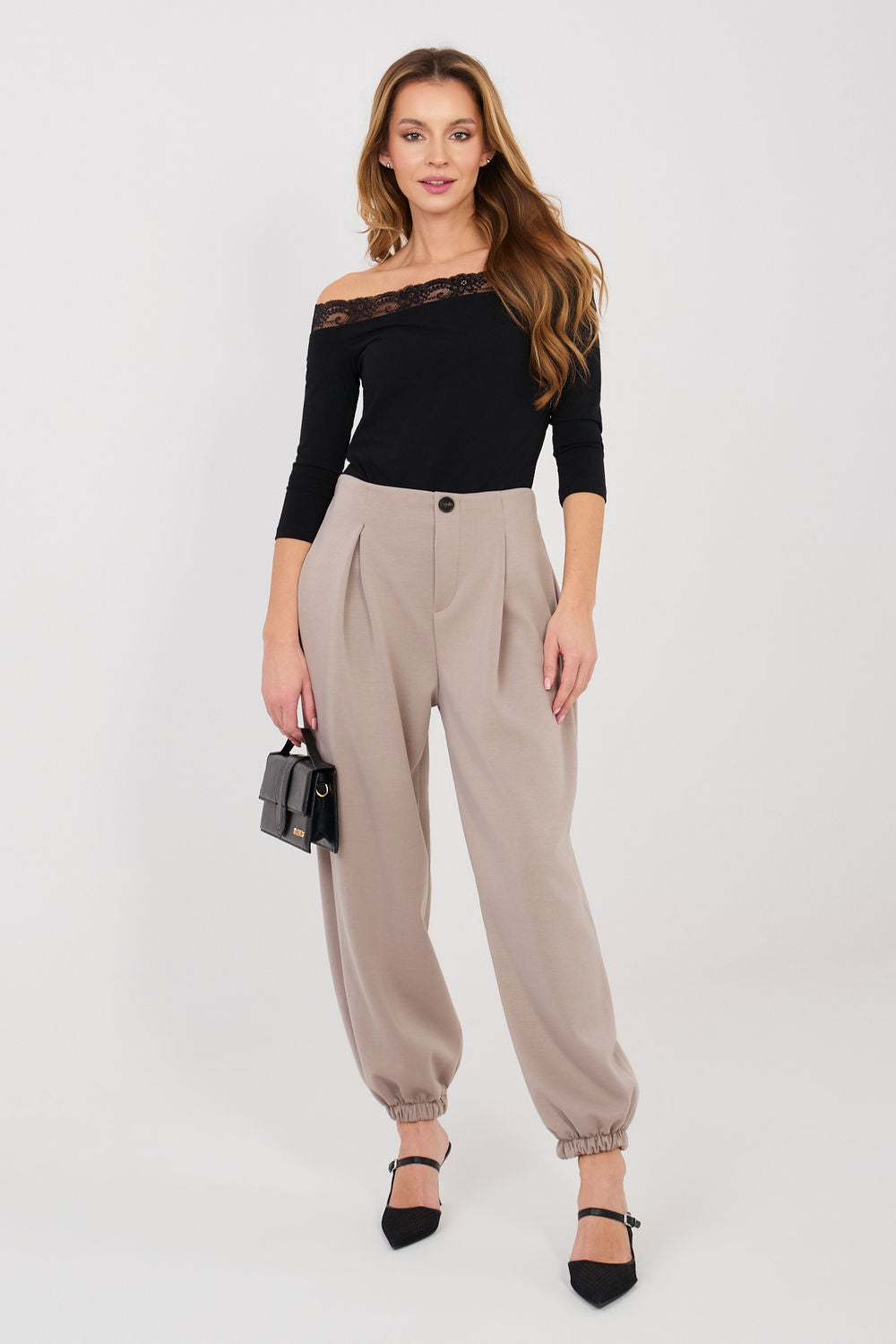 Italy Moda Dark Beige Pleated Joggers - view 2