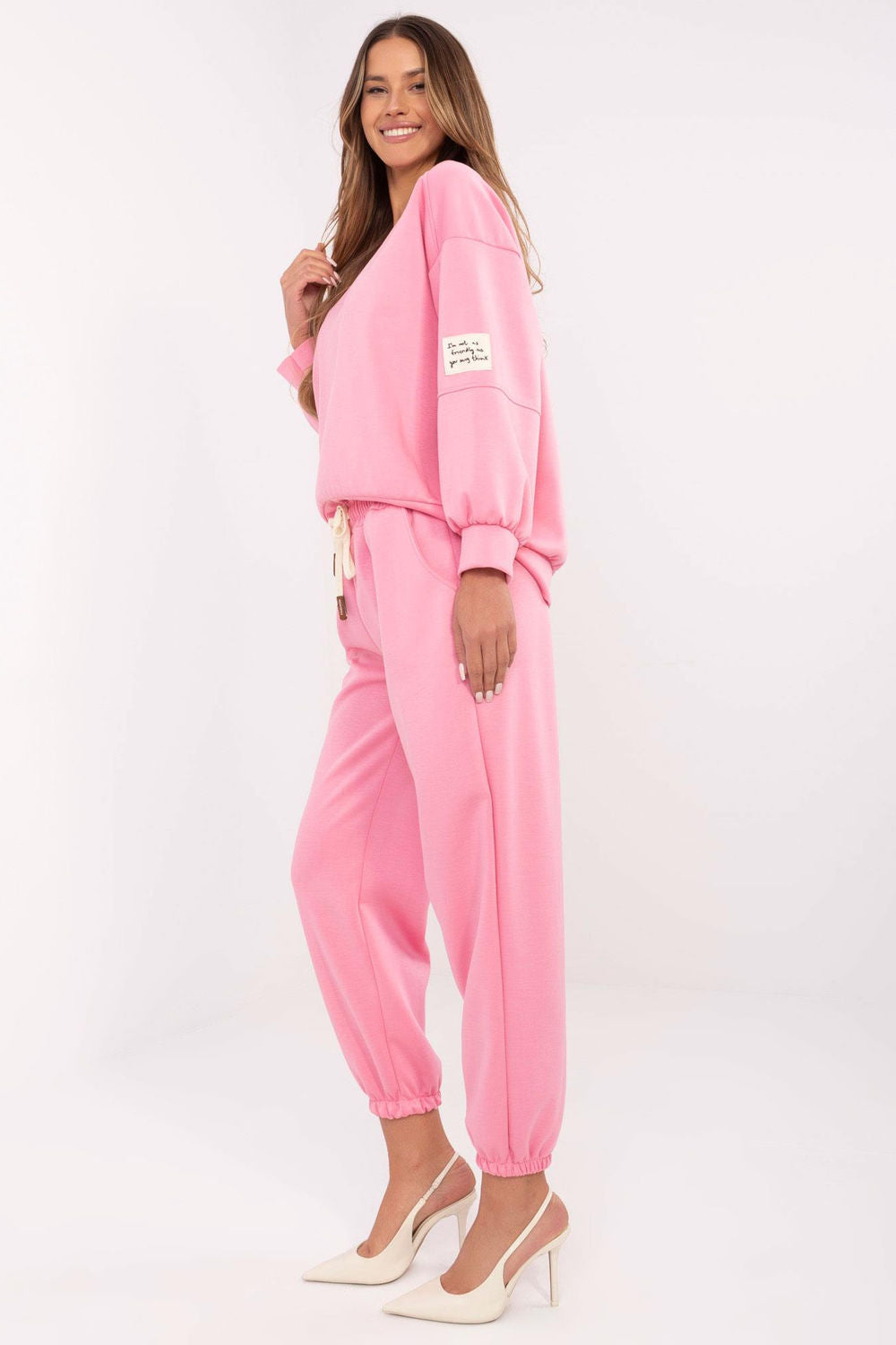 Italy Moda Pink High Waisted Long Sleeve Co-Ord Set - view 2