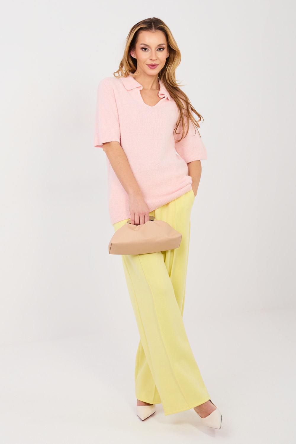 Italy Moda Light Pink Short Sleeve Jumper - view 2