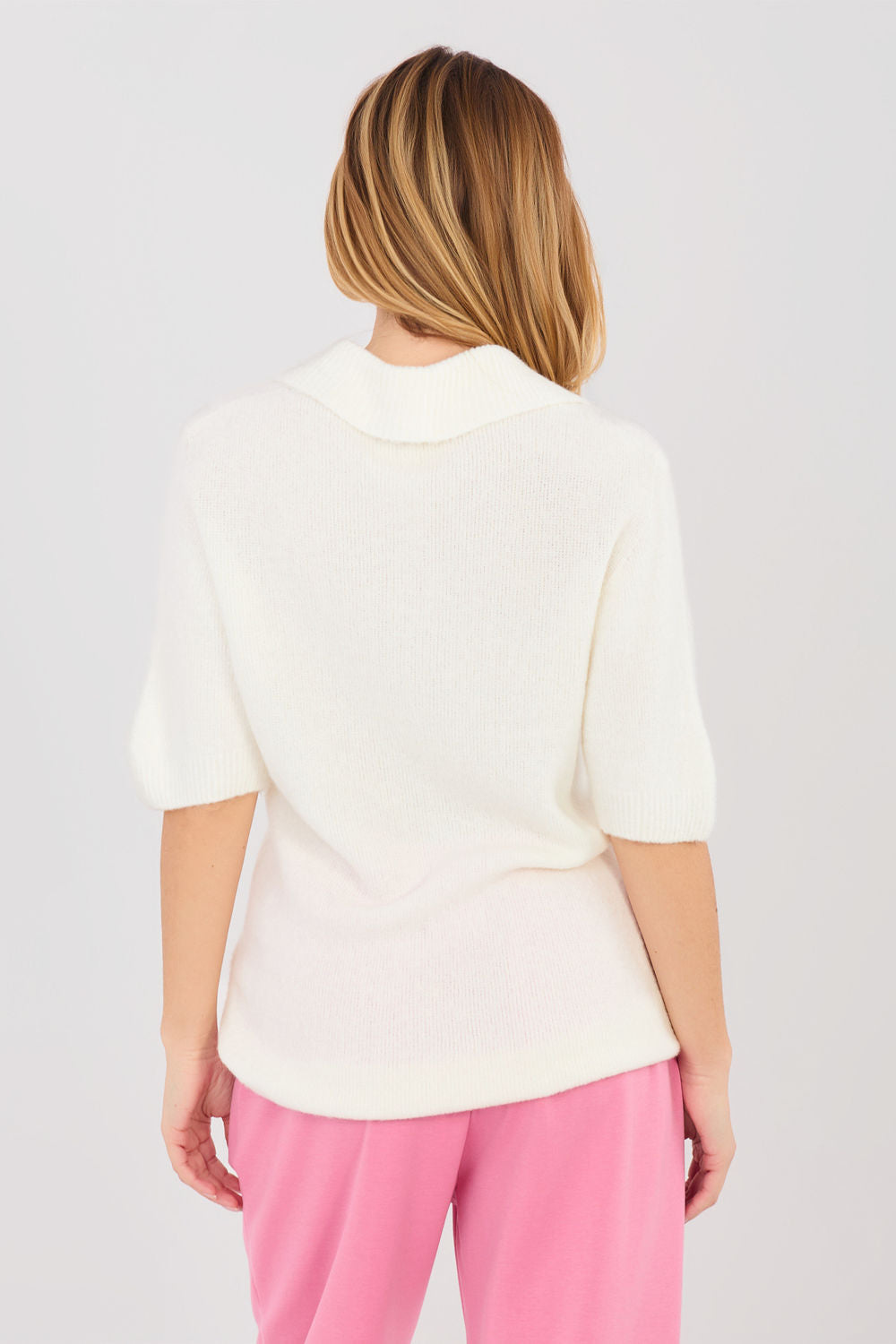 Italy Moda Ecru Short Sleeve Jumper - view 3
