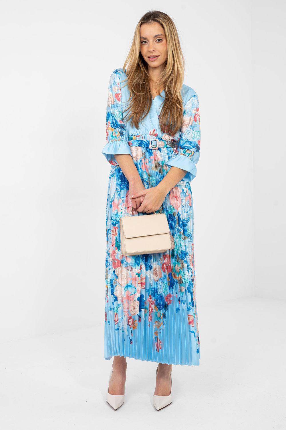 Italy Moda Light Blue Maxi Floral Dress