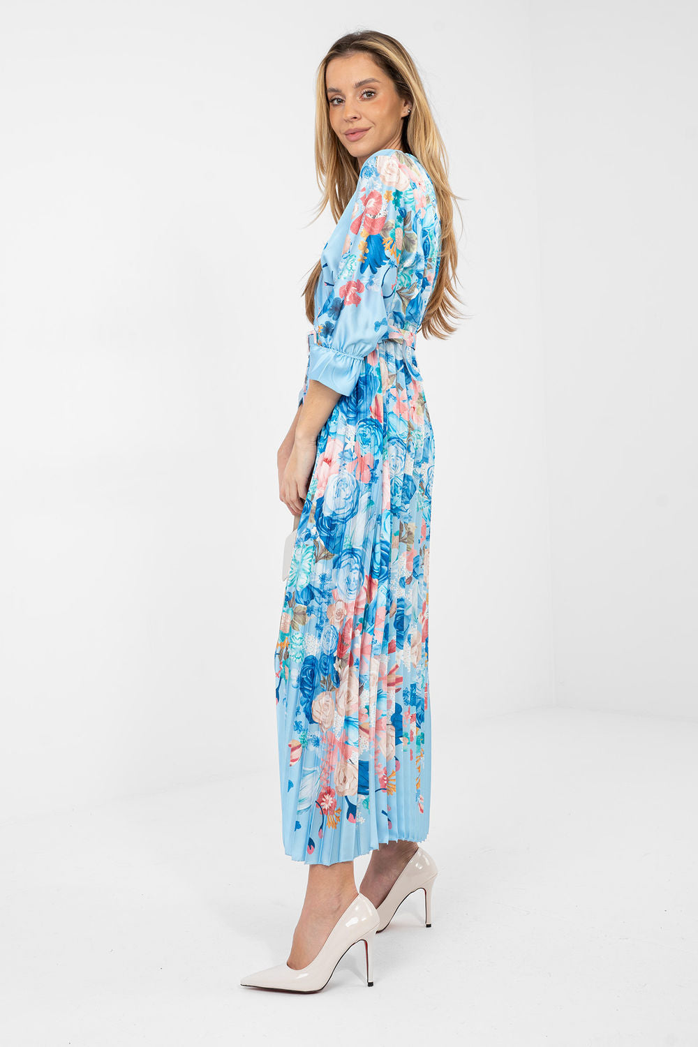 Italy Moda Light Blue Maxi Floral Dress - view 2