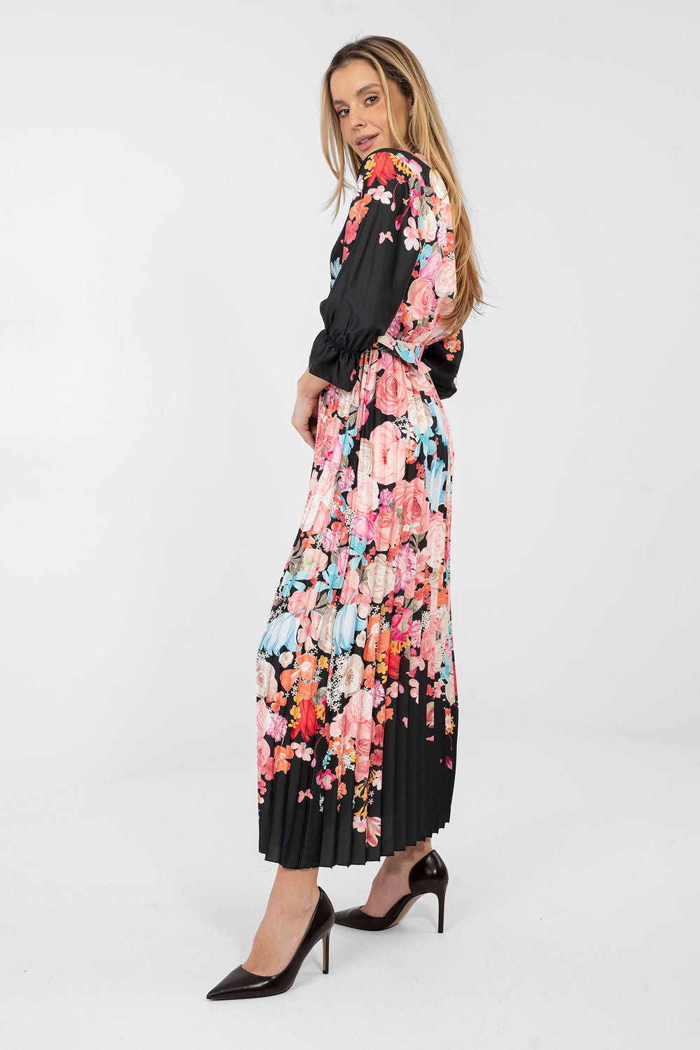 Italy Moda Black Maxi Floral Dress - view 2