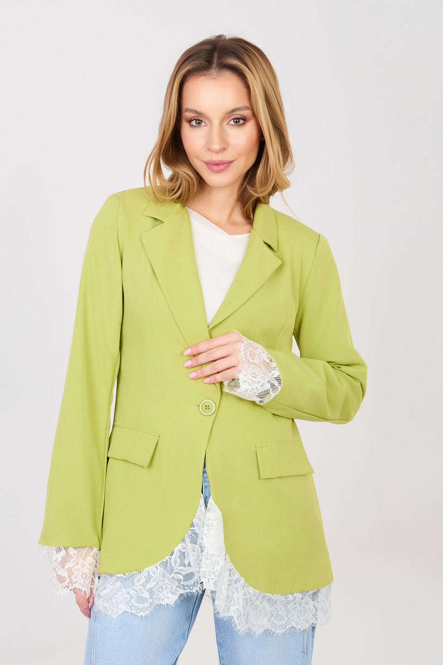 Factory Price Lime Polyester Lace Long Sleeve Jacket