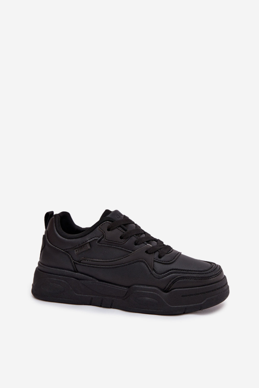 Step In Style Black Faux Leather Platform Trainers - view 2