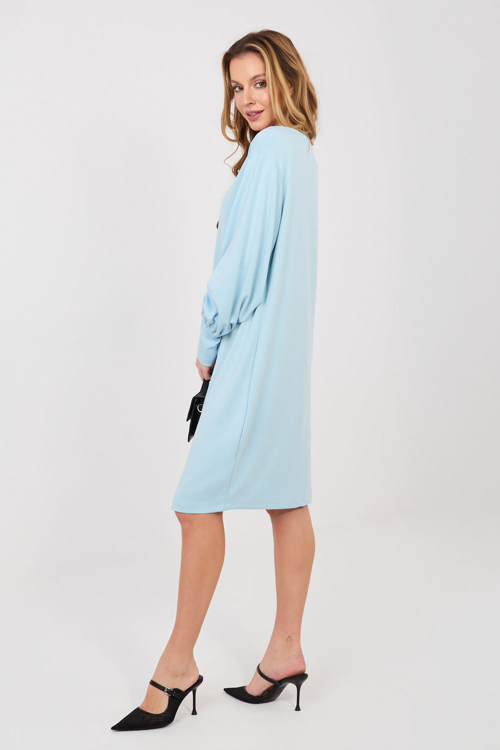 Rue Paris Light Blue Puff Sleeve Dress - view 2