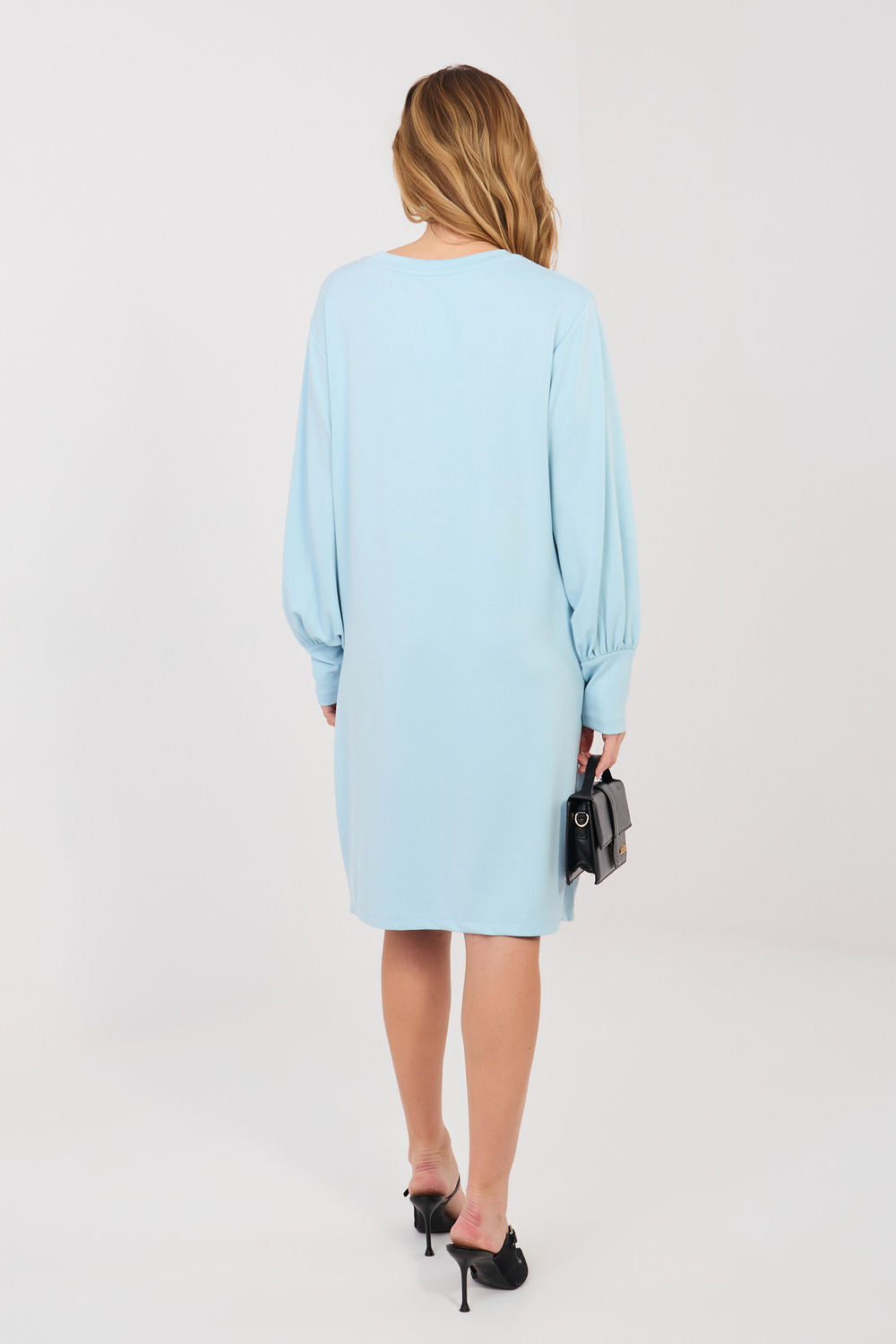Rue Paris Light Blue Puff Sleeve Dress - view 3