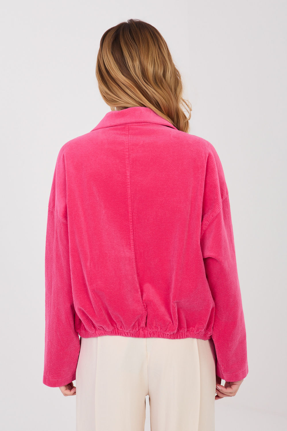 Rue Paris Fuchsia Long Sleeve Cotton Corduroy Jacket - view 3