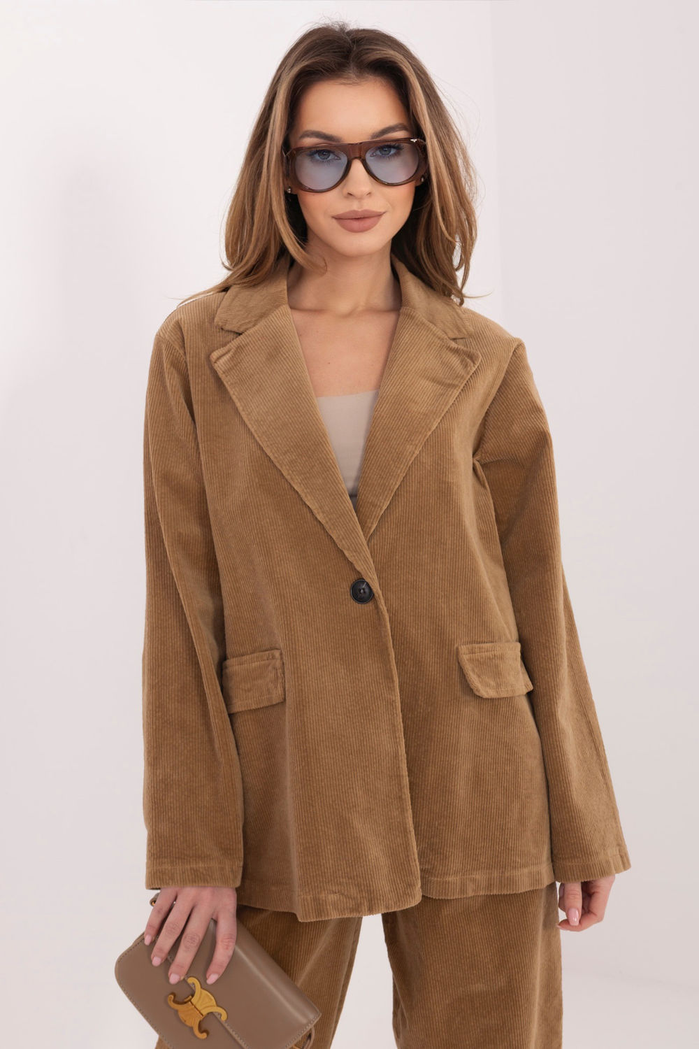 Rue Paris Camel Long Sleeve Cotton Jacket