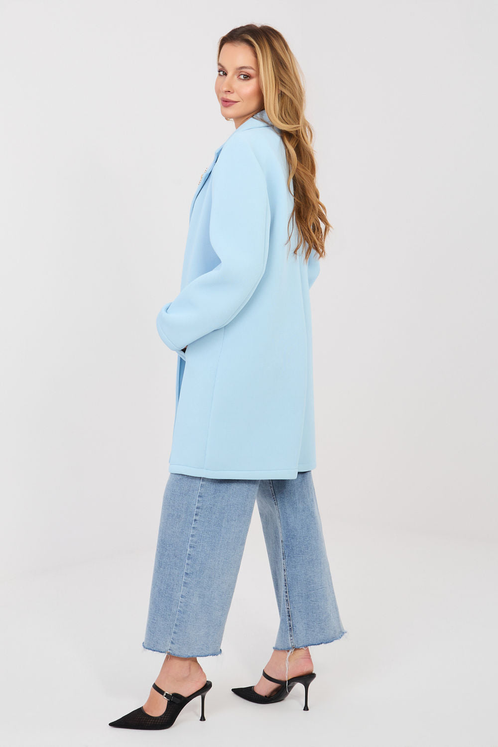 Rue Paris Light Blue Long Sleeve Coat - view 2
