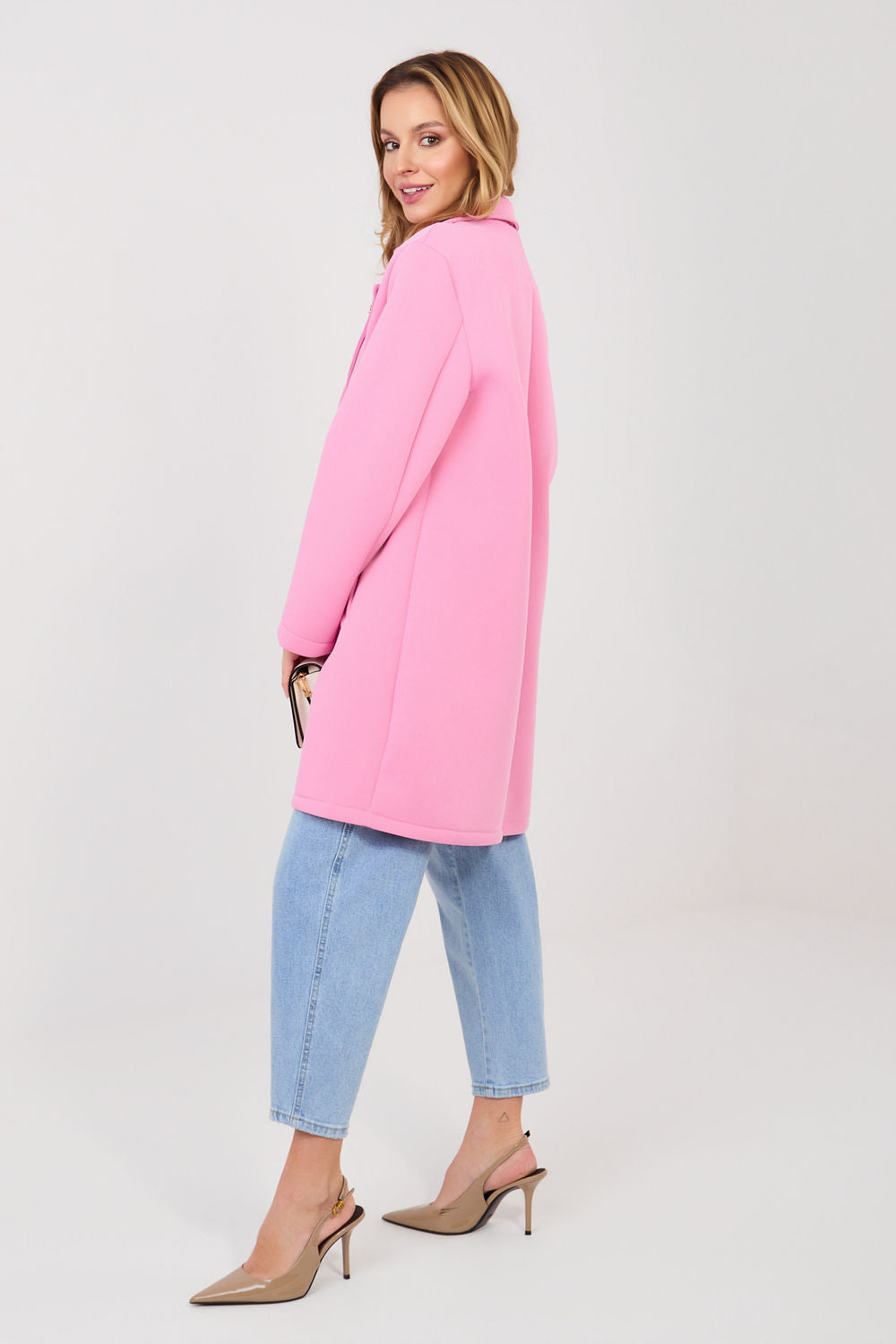 Rue Paris Pink Long Sleeve Coat - view 2