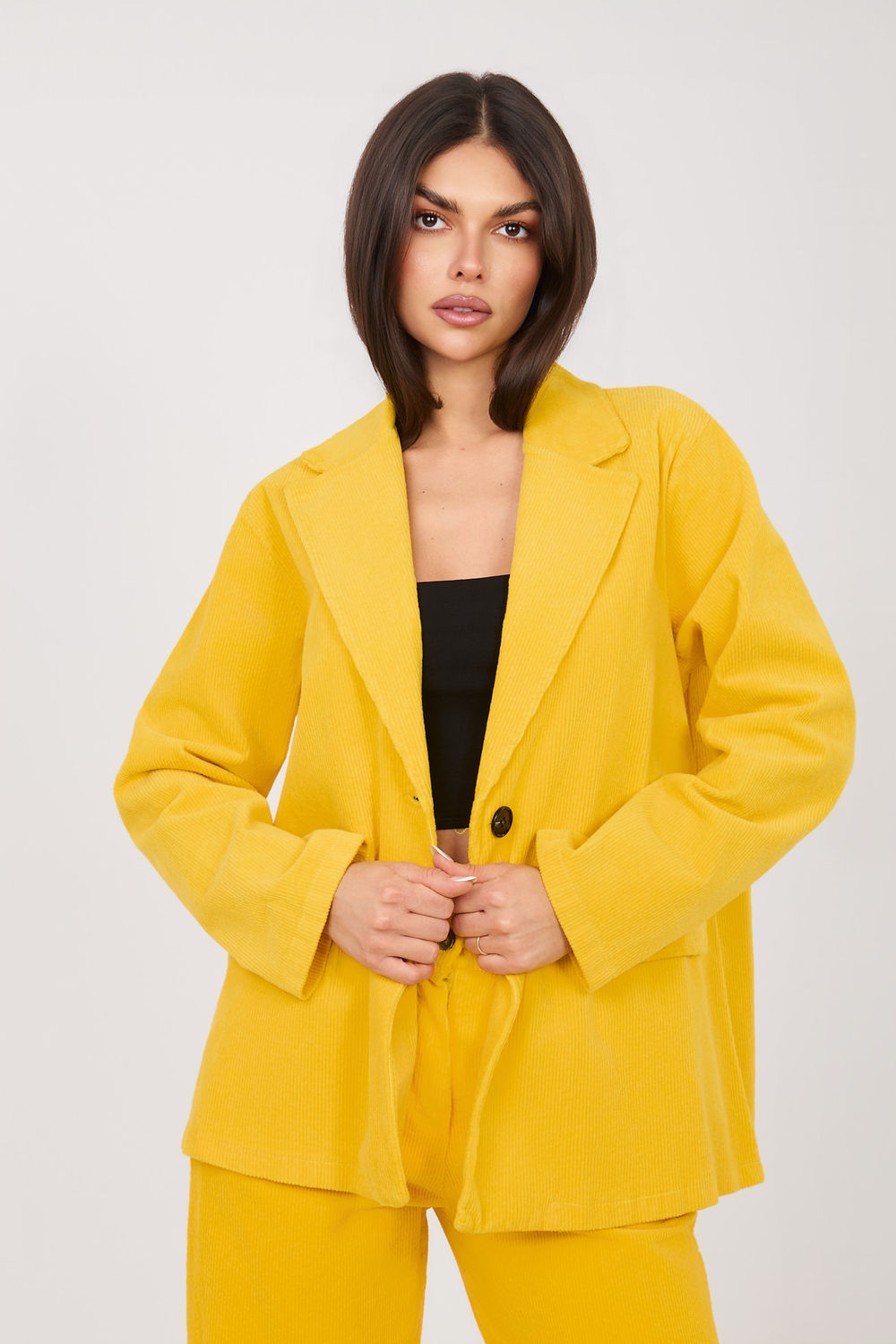 Rue Paris Yellow Long Sleeve Cotton Jacket