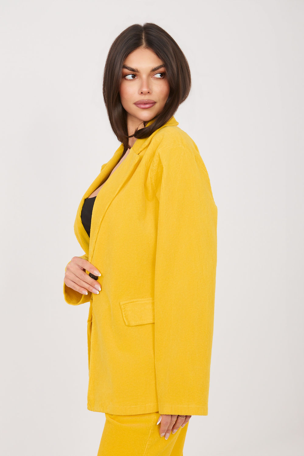 Rue Paris Yellow Long Sleeve Cotton Jacket - view 2
