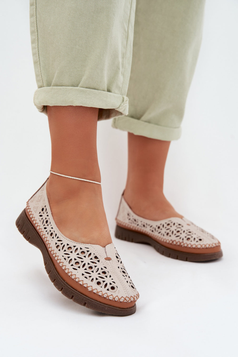 Step In Style Sergio Leone Grey Leather Lace Up Ballet Flats