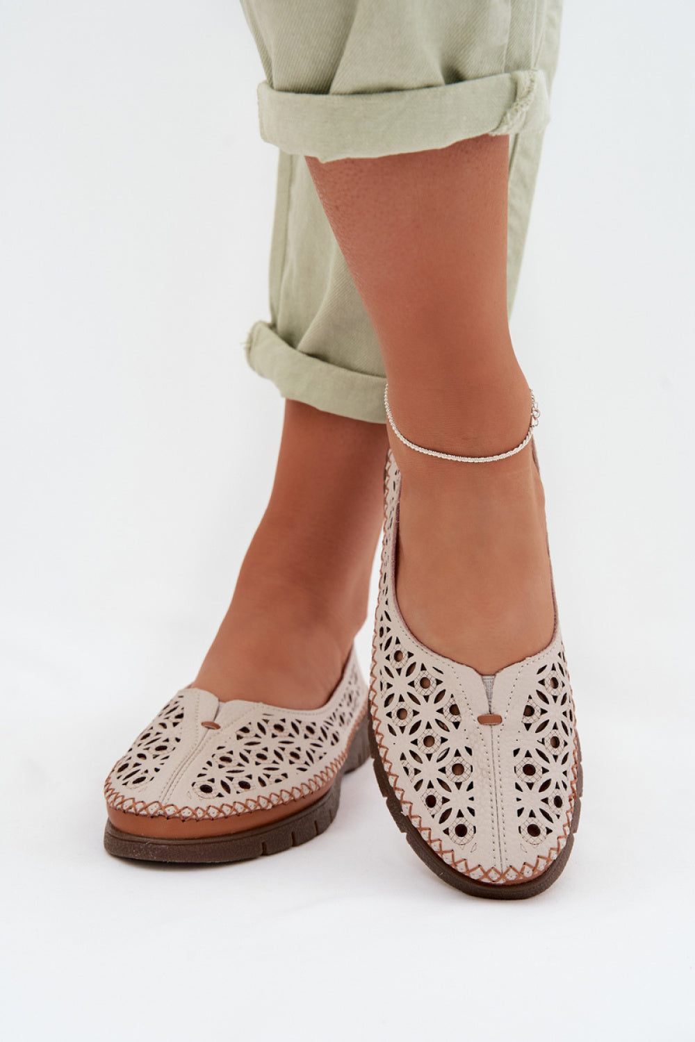 Step In Style Sergio Leone Grey Leather Lace Up Ballet Flats - view 3