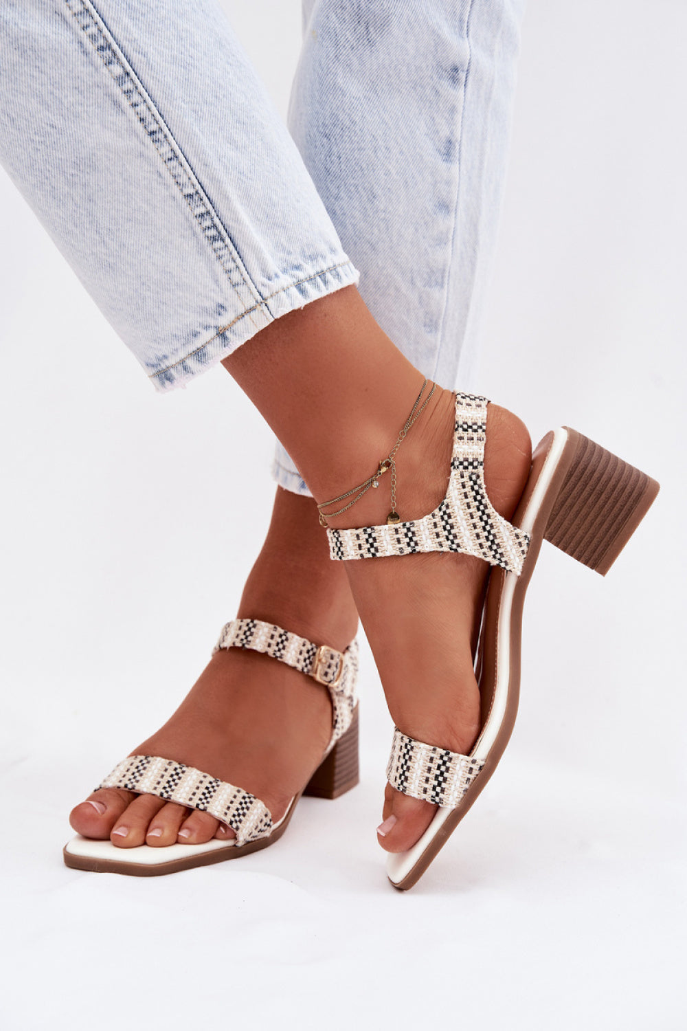 Step In Style Sabela White Faux Leather Block Heel Heeled Sandals - view 3