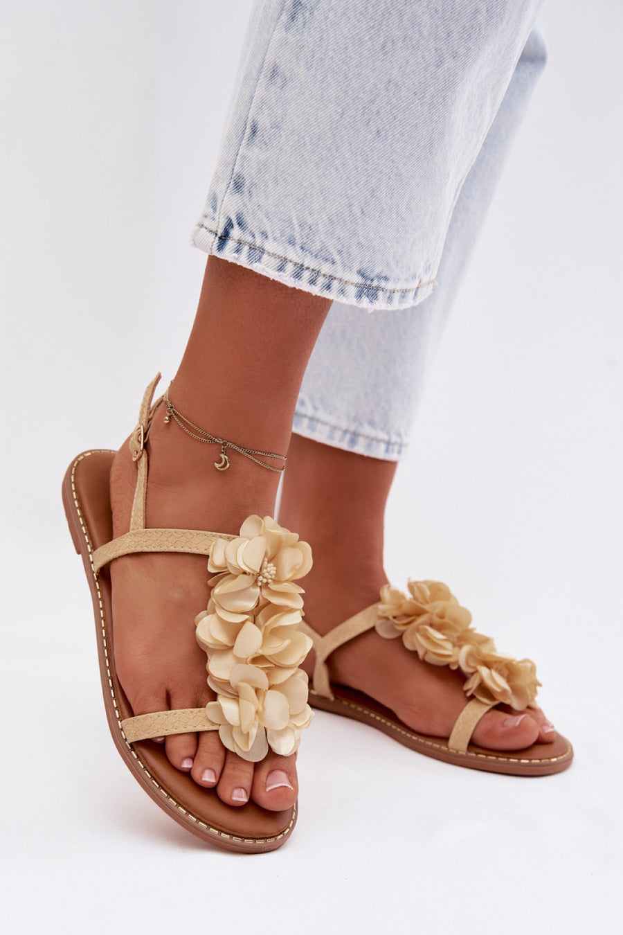 Step In Style Noemia Gold Faux Leather Sandals