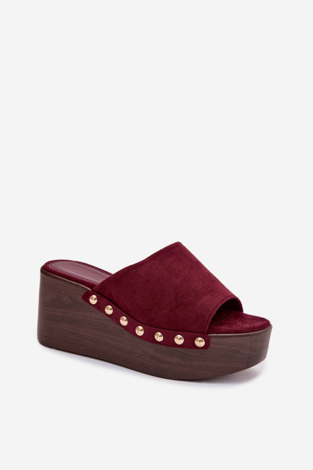 Step In Style Helivina Burgundy Faux Suede Platform Wedge Sandals - view 2