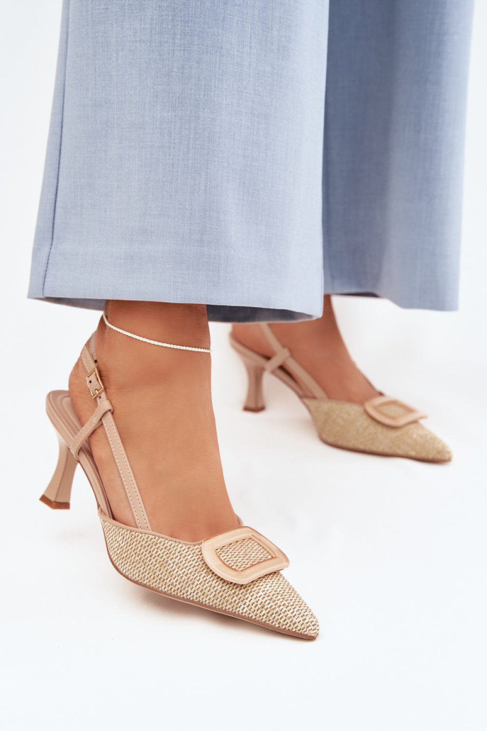 Step In Style Eslina Nude Faux Leather Heeled Sandals