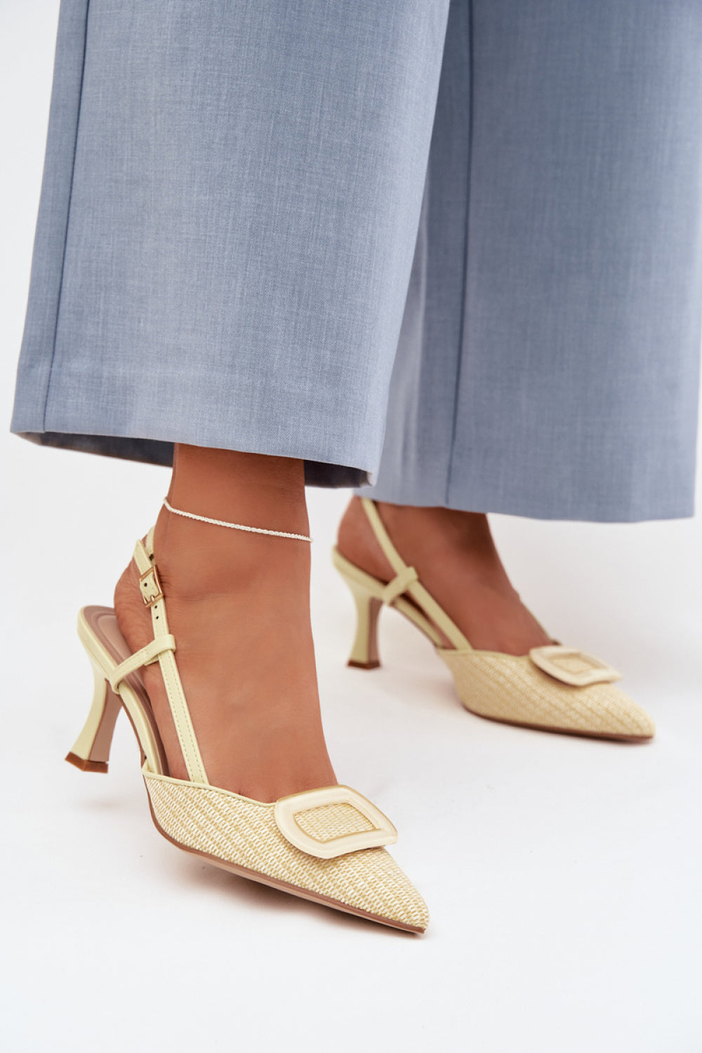 Step In Style Eslina Yellow Faux Leather Heeled Sandals