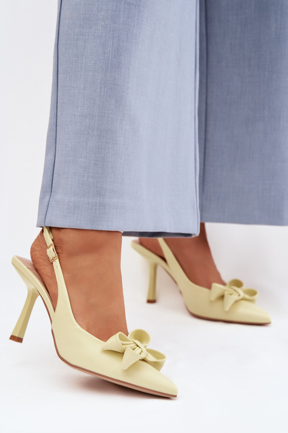 Step In Style Jonera Yellow Faux Leather Stiletto Heeled Sandals