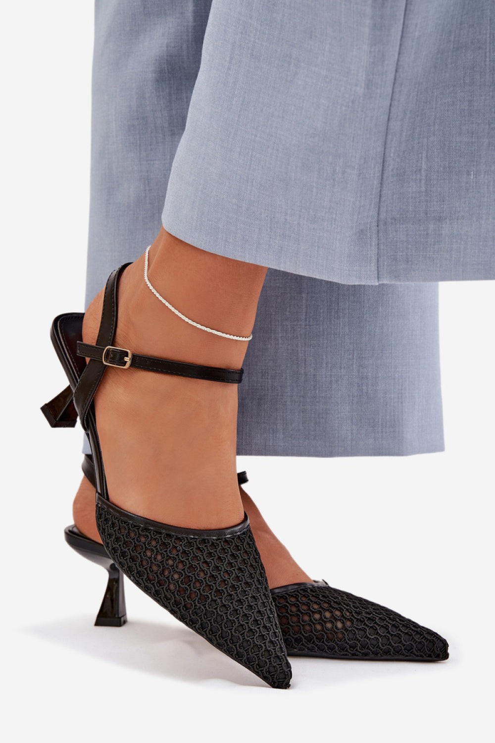 Step In Style Brilora Black Faux Leather Heeled Sandals