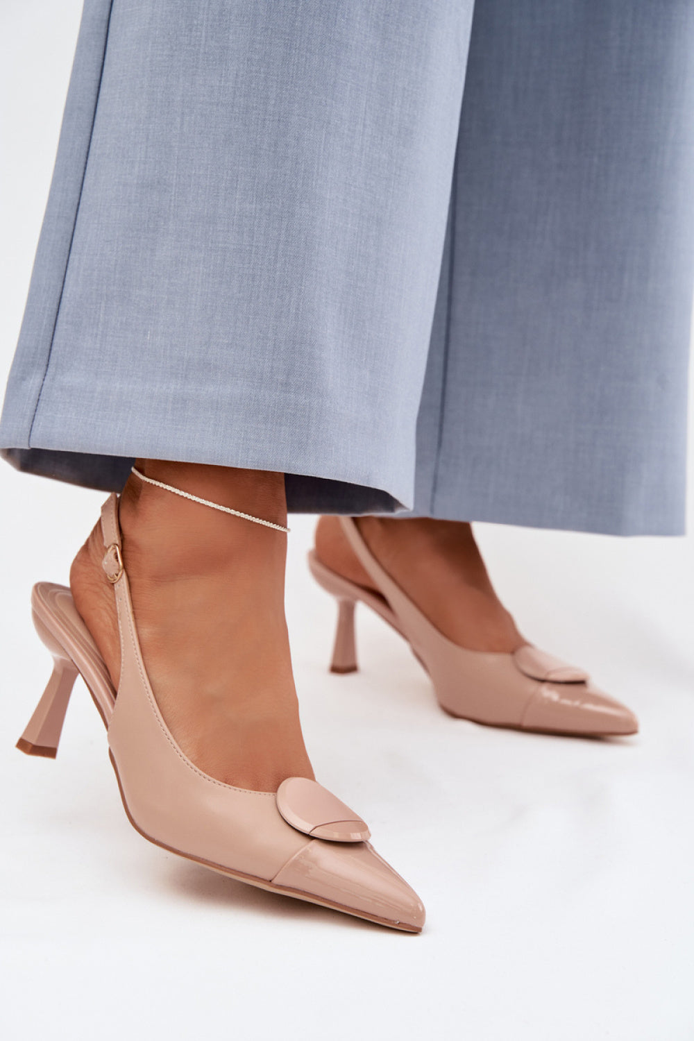 Step In Style Mariae Beige Faux Leather Stiletto Heeled Sandals