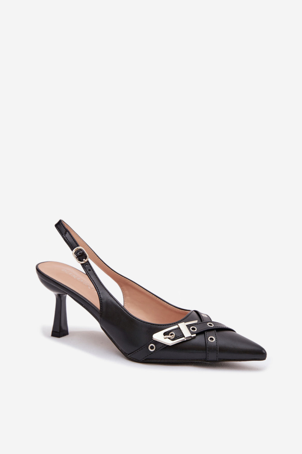 Step In Style Parina Black Faux Leather Stiletto Heeled Sandals - view 2