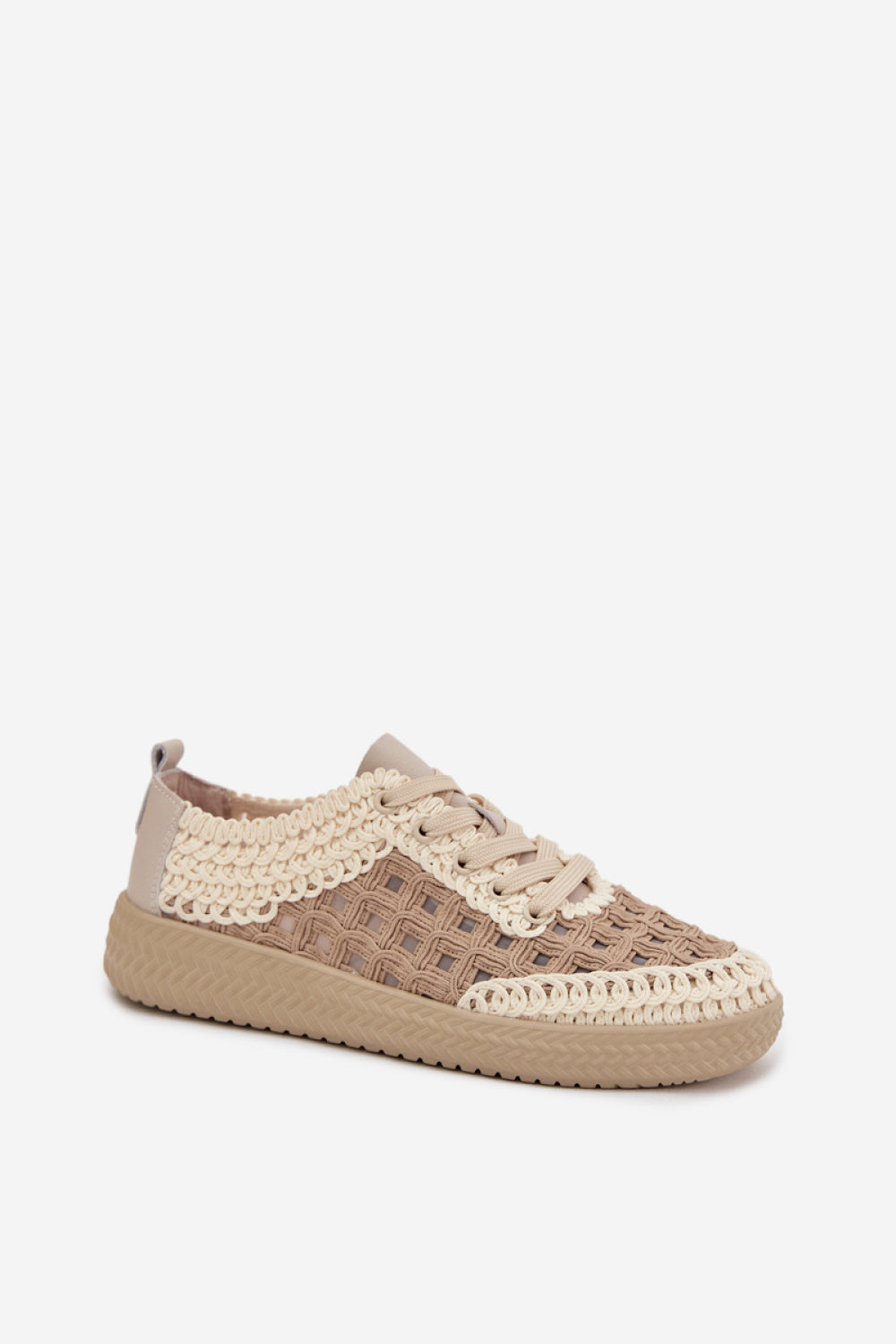 Step In Style Beige Mesh Platform Shoes - view 2