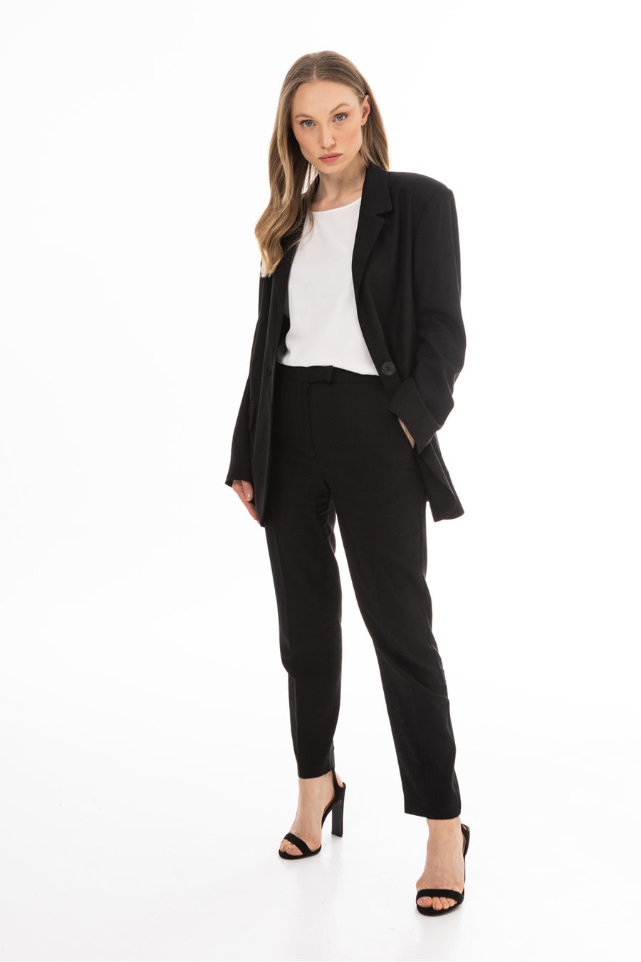 Awama Black Linen Long Sleeve Jacket