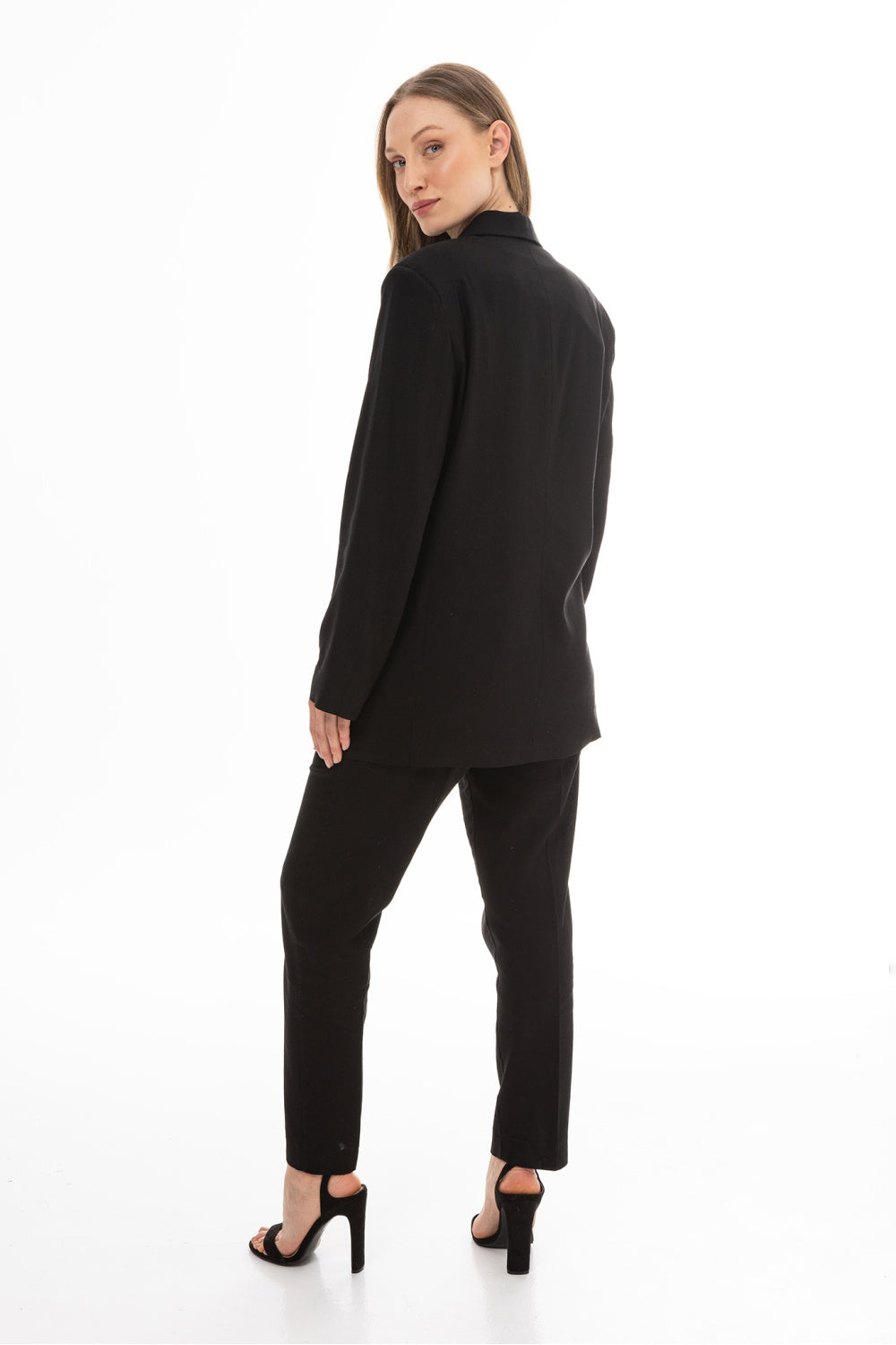 Awama Black Linen Long Sleeve Jacket - view 3
