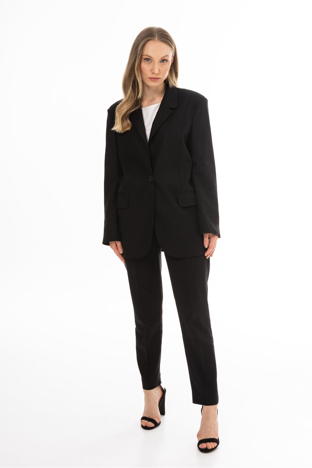 Awama Black Linen Long Sleeve Jacket - view 4