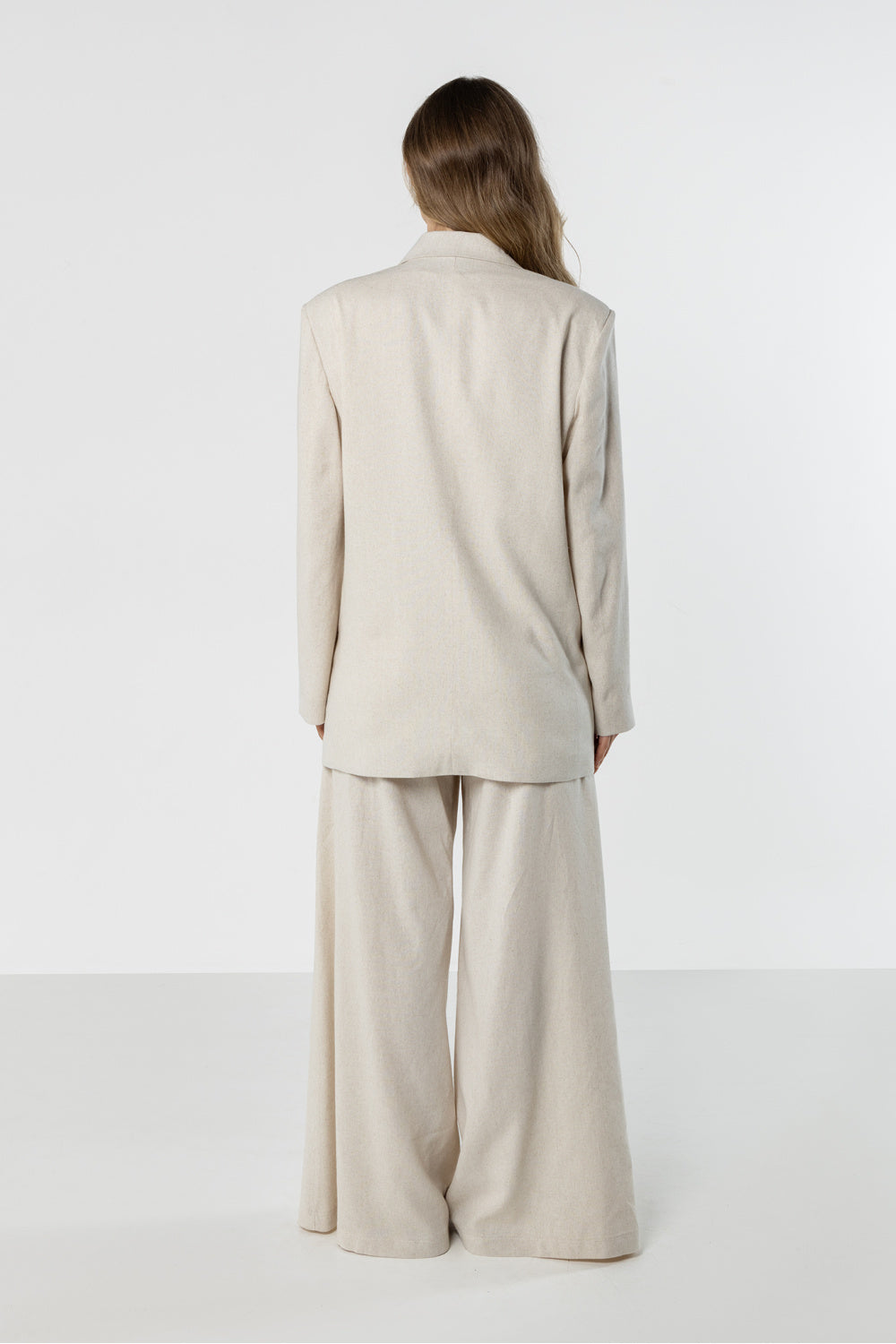 Awama Beige Linen Long Sleeve Jacket - view 3