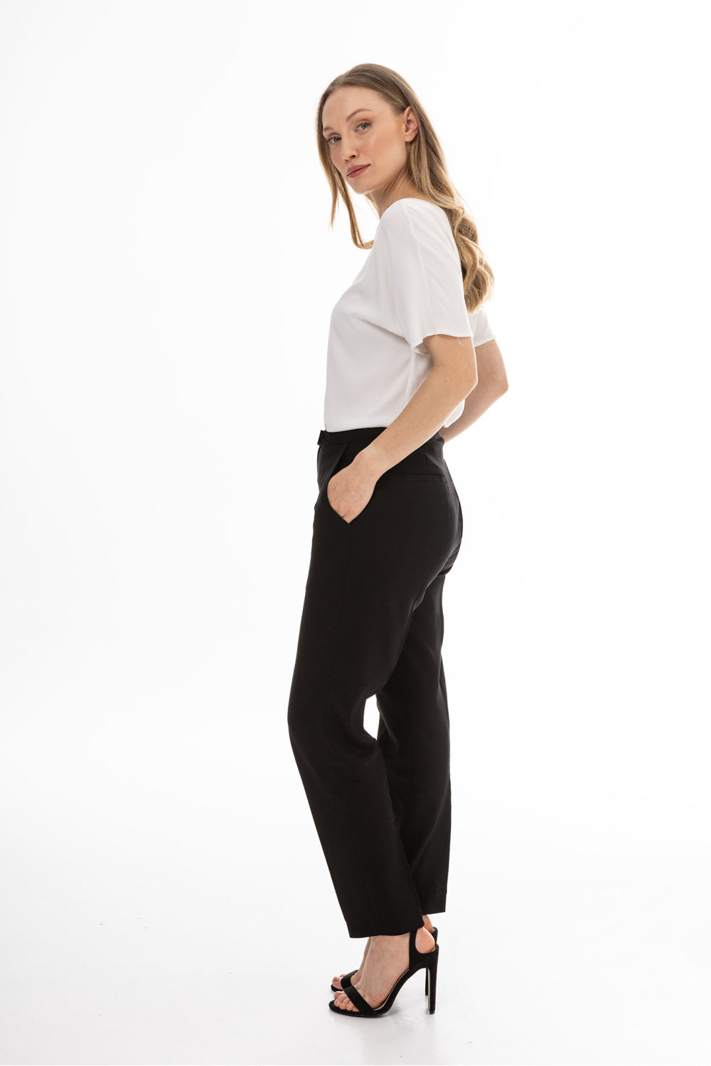 Awama Black Linen Pleated Trousers - view 2