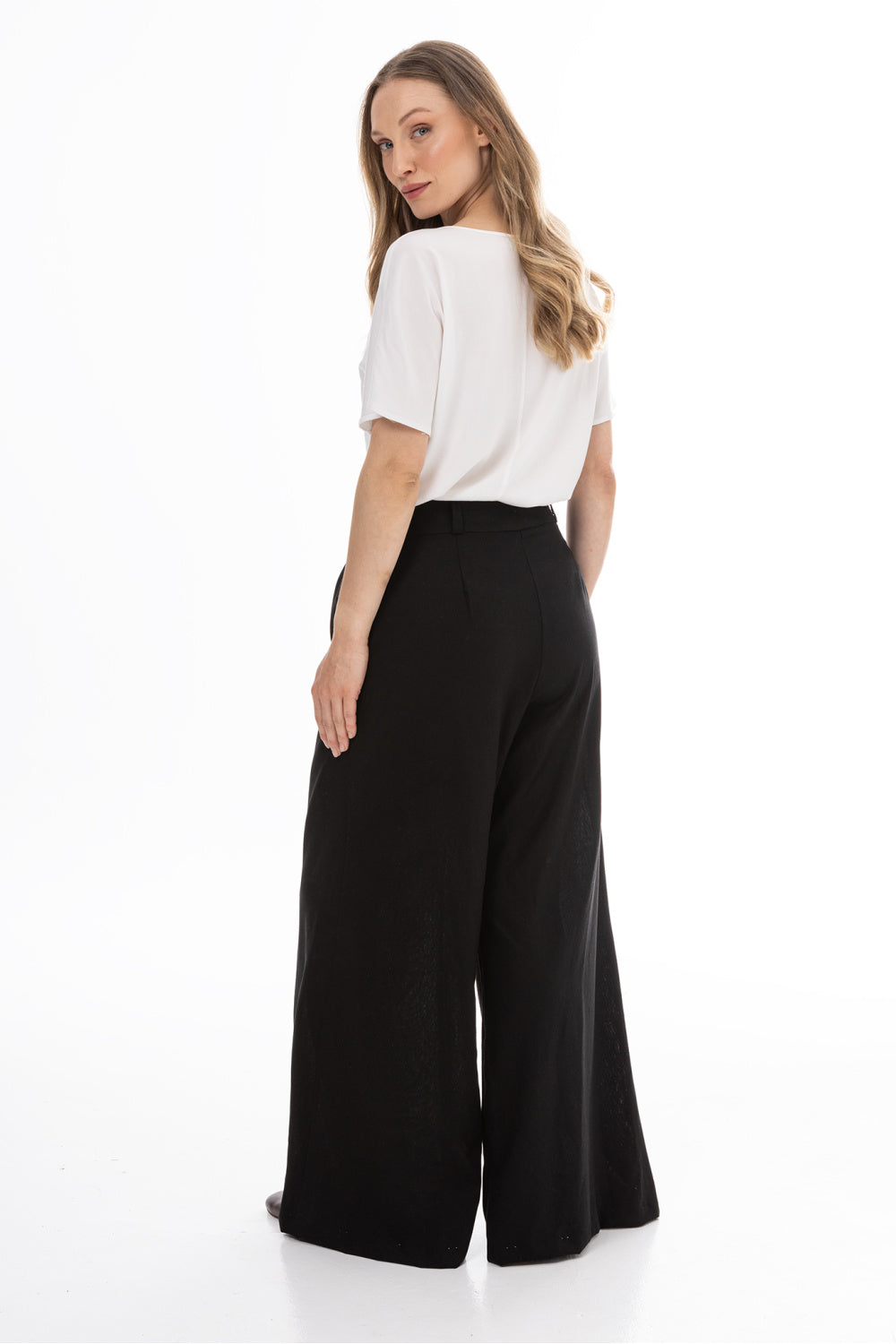 Awama Black Pleated High Waisted Trousers - view 3