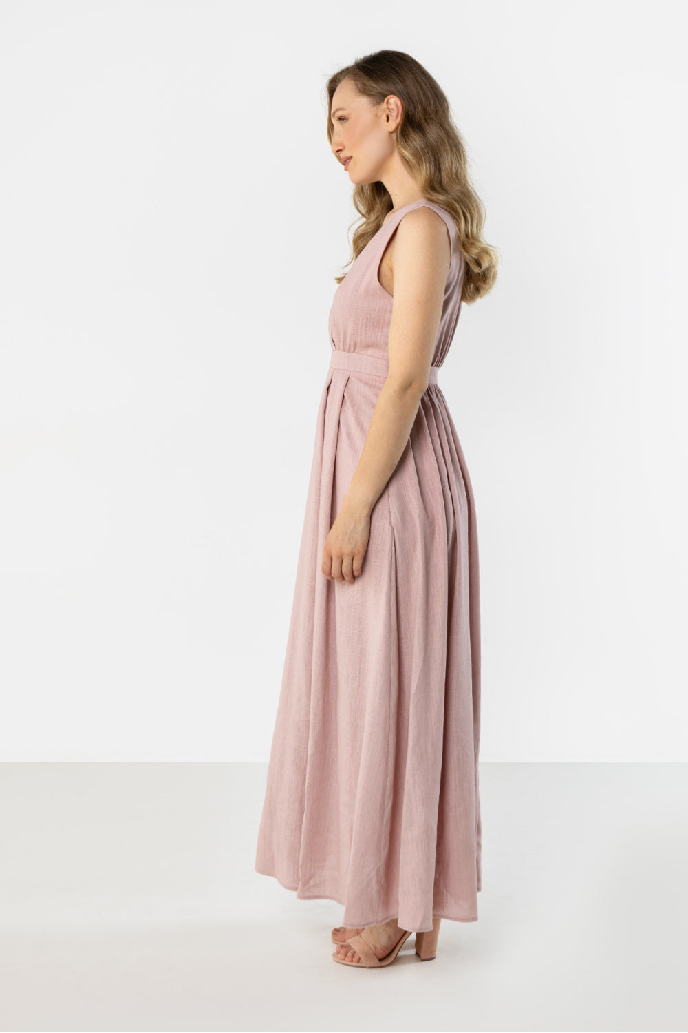 Awama Pink Maxi Linen Dress - view 2