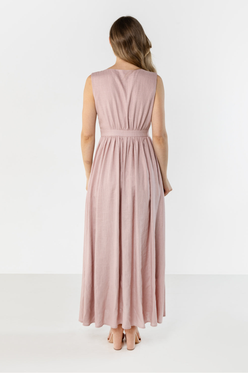 Awama Pink Maxi Linen Dress - view 3