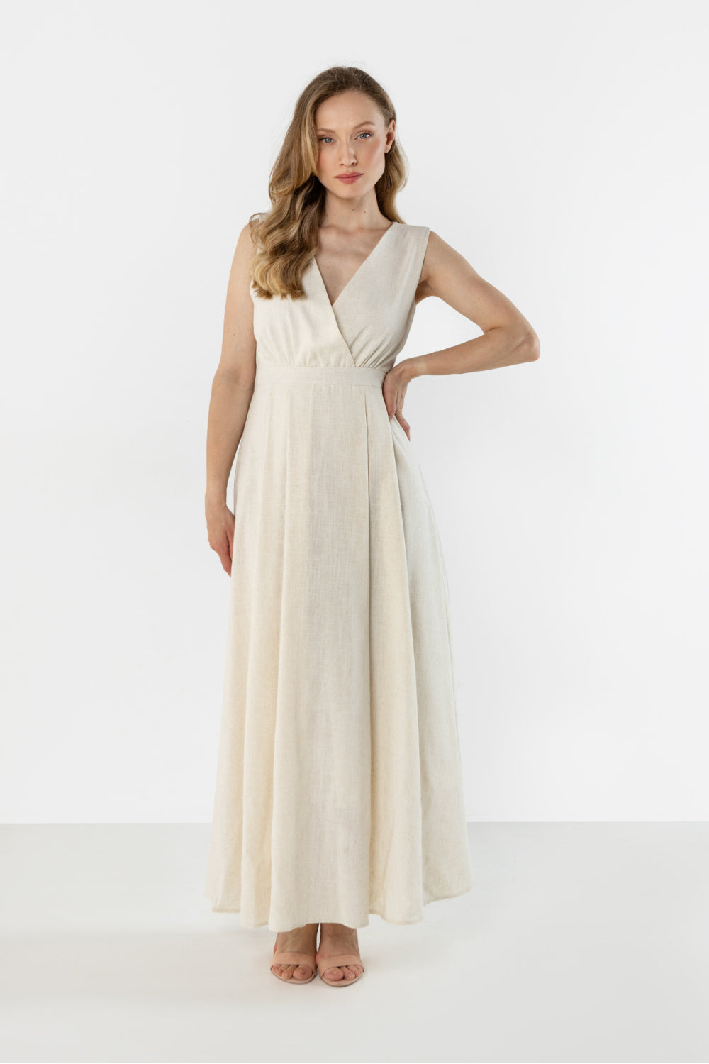 Awama Beige Maxi Linen Dress