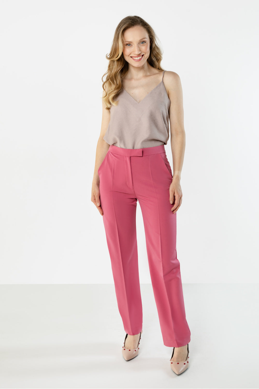 Awama Raspberry High Waisted Trousers