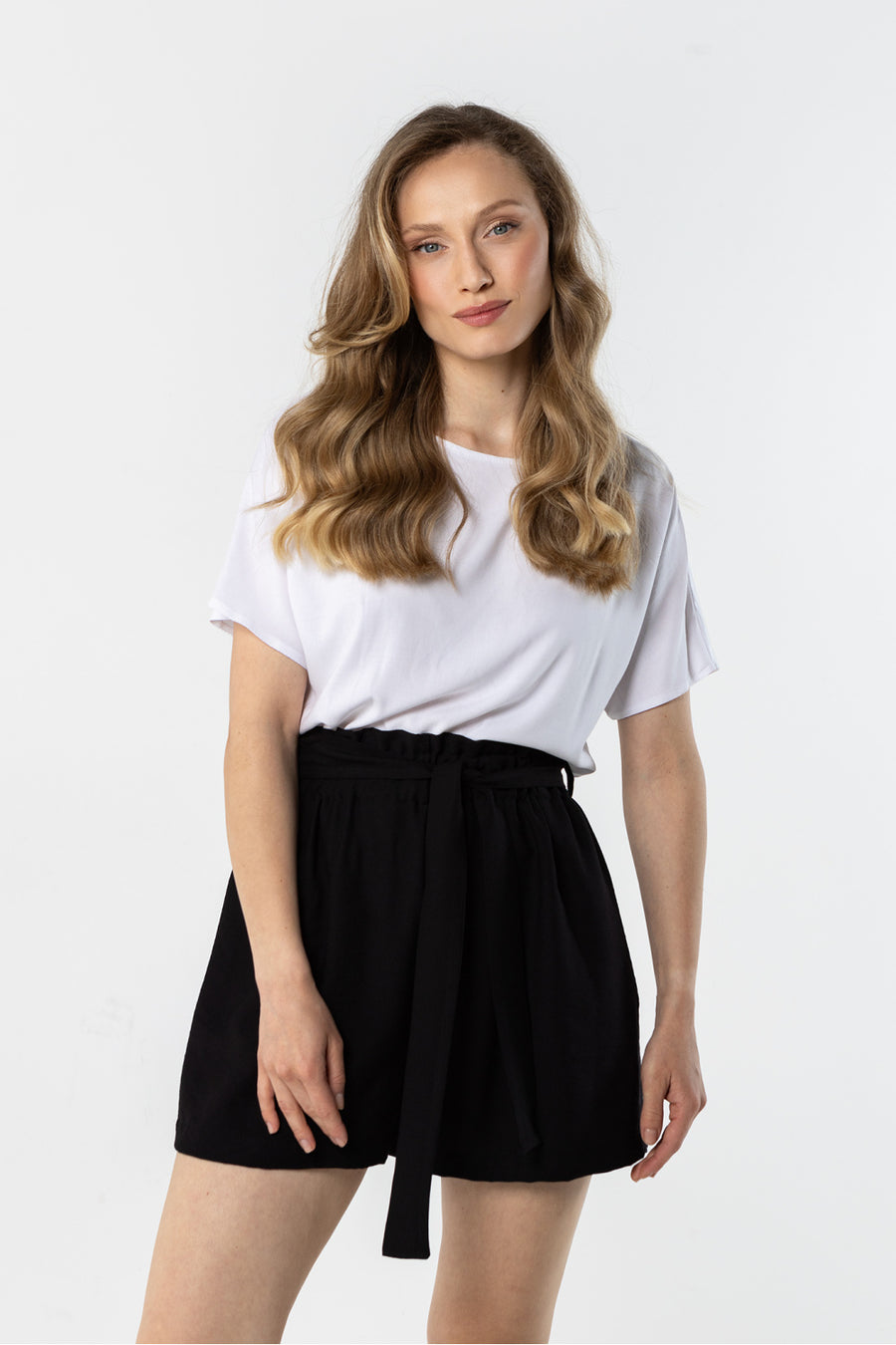 Awama Black High Waisted Shorts