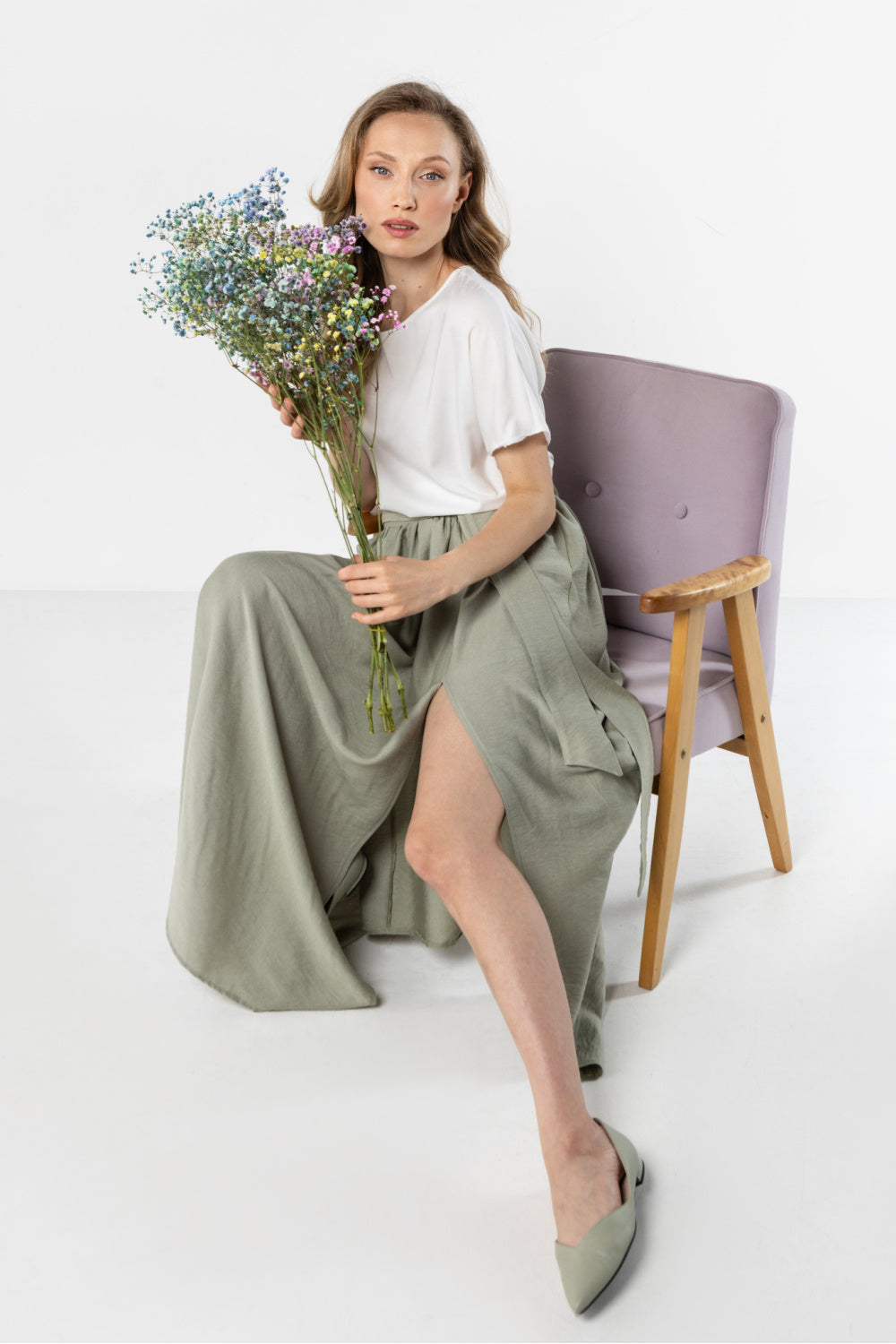 Awama Sage High Waisted Maxi Skirt - view 2