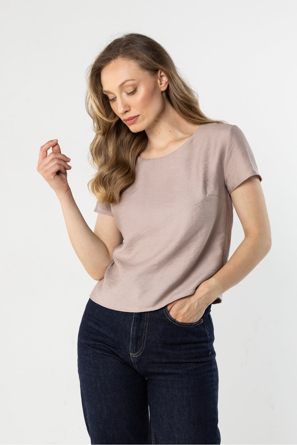 Awama Satin Short Sleeve Blouse - view 2