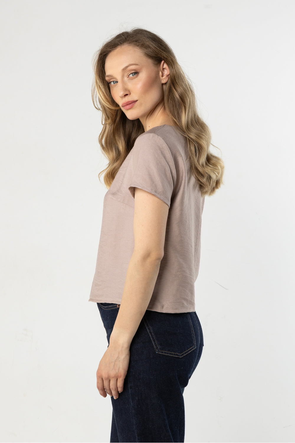 Awama Satin Short Sleeve Blouse - view 3