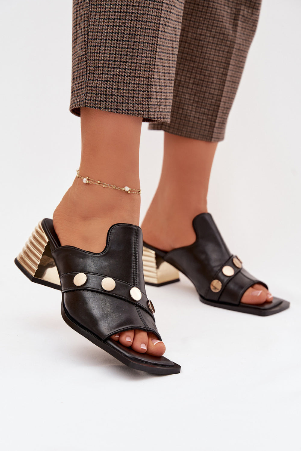 Step In Style Black Block Heel Heeled Sandals